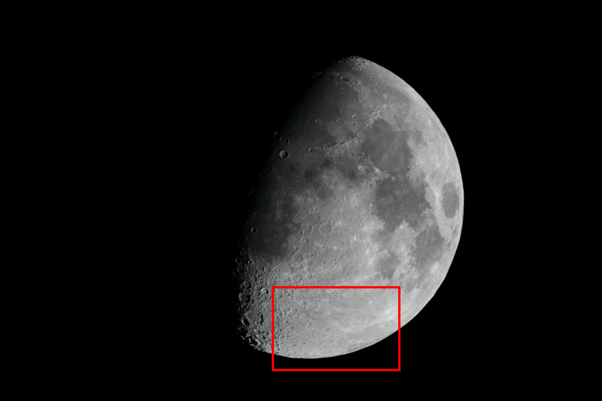 『月(月齢9.4)シュテフラー・南の海付近』(2025年12月29日)