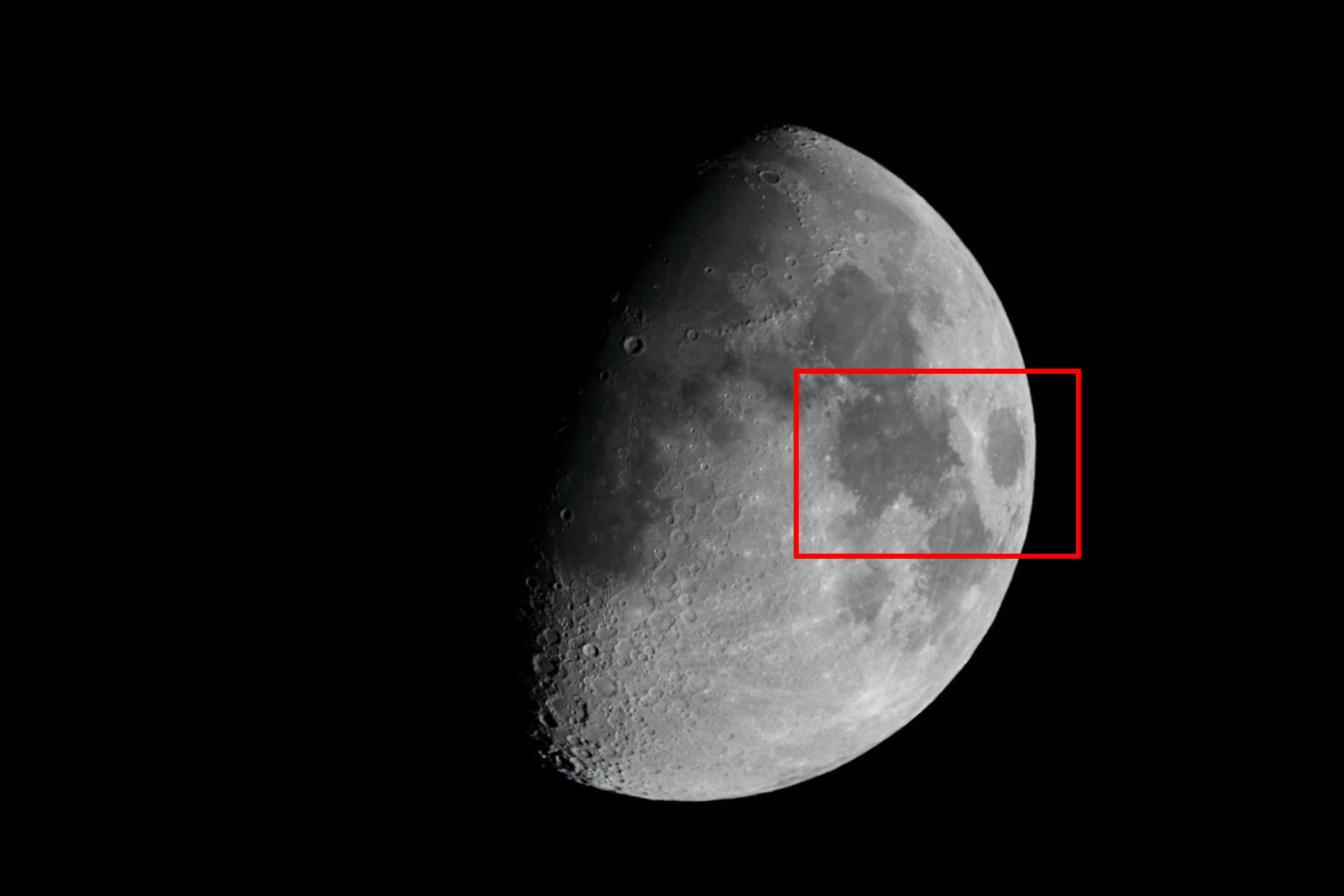 『月(月齢9.4)静かの海・危機の海付近』(2025年12月29日)