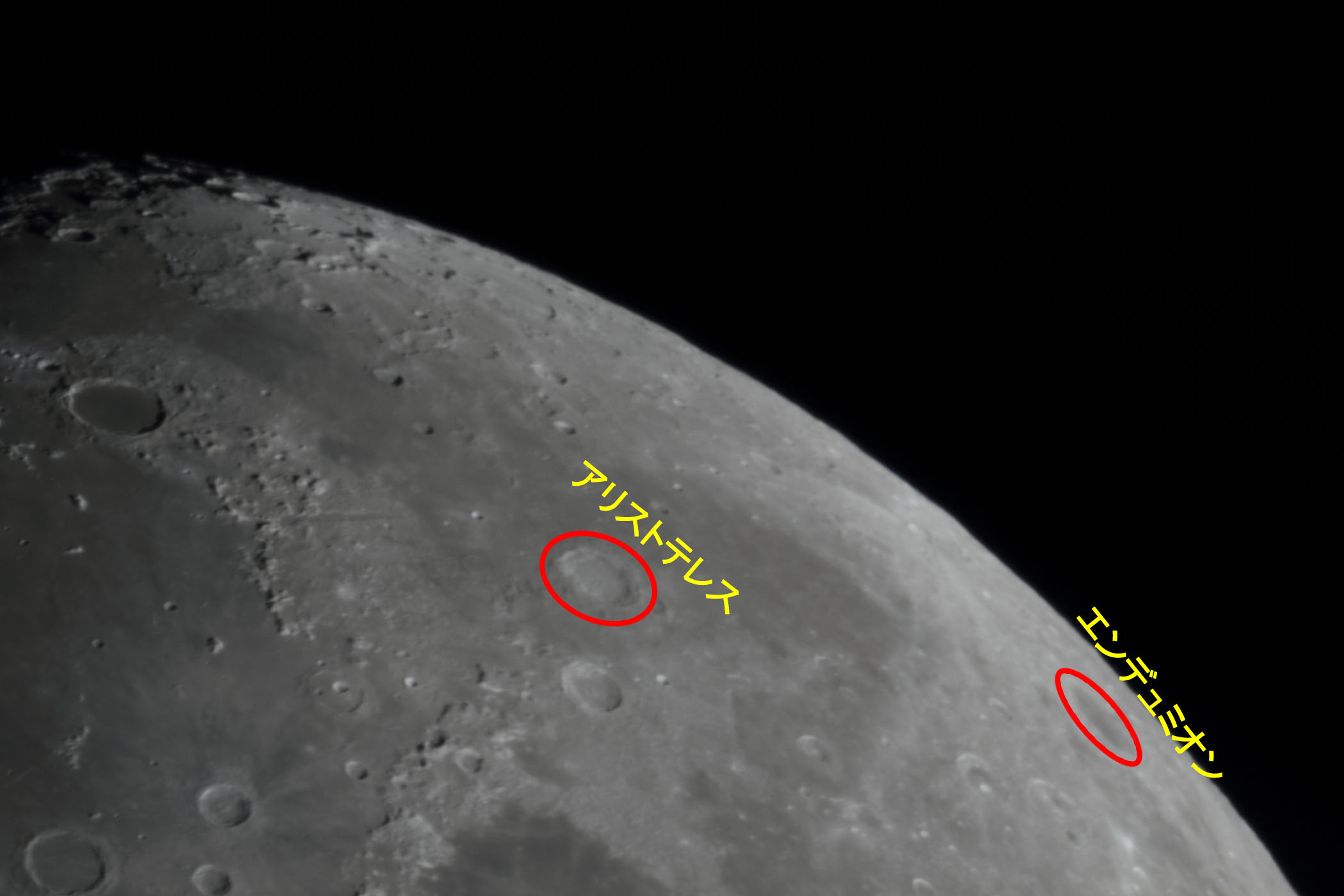 『月(月齢9.7)アリストテレス・エンデュミオン付近』(2026年1月28日)