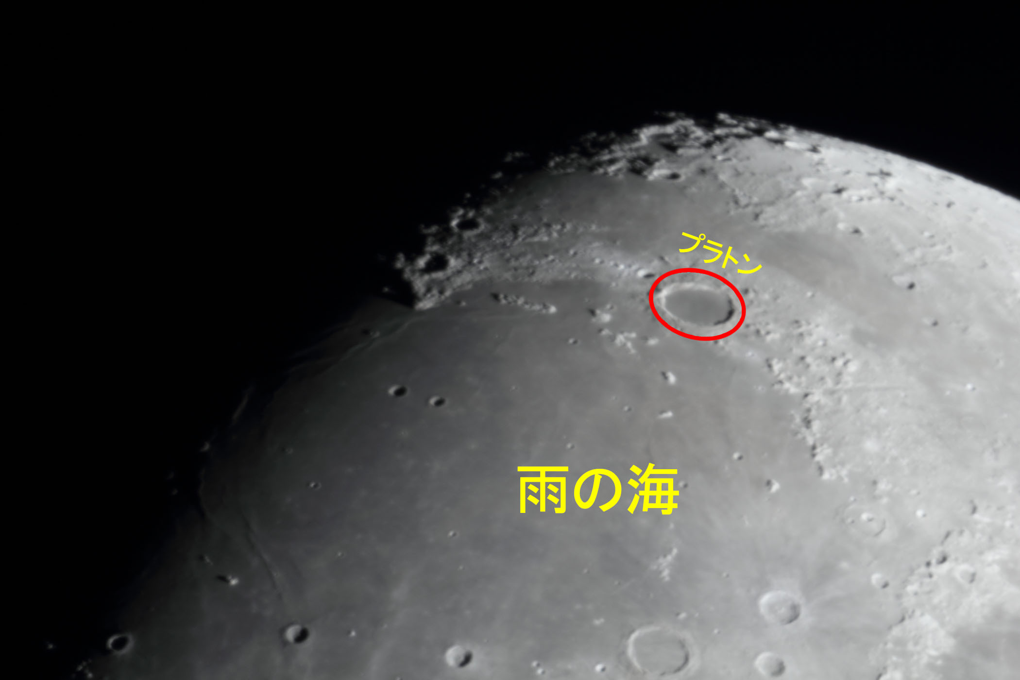 『月(月齢9.7)プラトン・雨の海付近』(2026年1月28日)