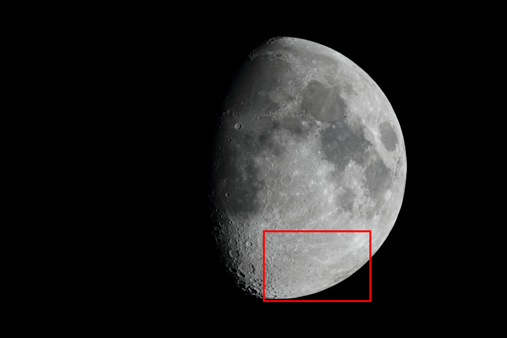 『月(月齢9.7)シュテフラー・南の海付近』(2026年1月28日)